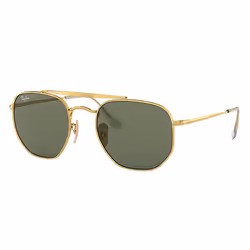 Ray-Ban Marshal Vert Teinte unie + Or, Adulte, Unisexe, Hexagonal, Carré, Cerclé, Or