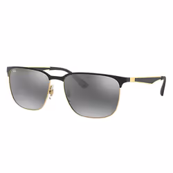 Ray-Ban RB3569, Adulte, Mâle, Cerclé, Noir, Or, Noir, Or, Métal