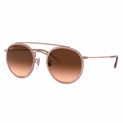Ray-Ban Round Double Bridge Brun Dégradé + Rose, Adulte, Unisexe, Rond, Rond, Cerclé, Rose