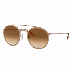 Ray-Ban Round Double Bridge Marron clair Dégradé + Marron clair, Adulte, Unisexe, Rond, Rond, Cerclé, Marron