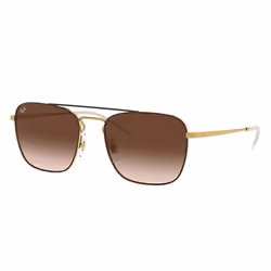 Ray-Ban RB3588, Adulte, Unisexe, Carré, Marron, Or, Verres non polarisés, Métal