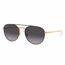 Ray-Ban RB3589, Adulte, Unisexe, Carré, Or, Noir, Verres non polarisés, Métal