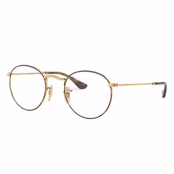 Ray-Ban ROUND METAL OPTICS, Adulte, Unisexe, Rond, Tortue, Or, Verres non polarisés, Métal