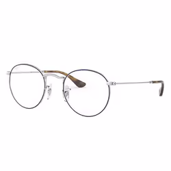 Ray-Ban ROUND METAL OPTICS, Adulte, Unisexe, Rond, Argent, Bleu, Verres non polarisés, Métal