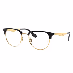 Ray-Ban RB6396, Adulte, Unisexe, Rond, Or, Noir, Verres non polarisés, Métal