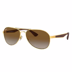 Ray-Ban RB3549, Adulte, Unisexe, Aviateur, Marron, Or, Verres polarisés, Métal