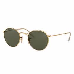 Ray-Ban ROUND FLAT LENSES, Adulte, Unisexe, Rond, Or, Verres non polarisés, Métal
