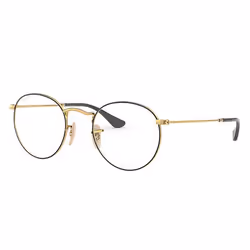 Ray-Ban ROUND METAL OPTICS, Adulte, Unisexe, Rond, Or, Noir, Verres non polarisés, Métal