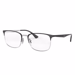 Ray-Ban RB6421, Adulte, Unisexe, Rectangulaire, Argent, Noir, Verres non polarisés, Métal