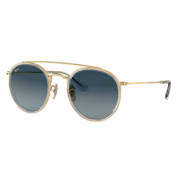 Ray-Ban ROUND DOUBLE BRIDGE, Adulte, Unisexe, Rond, Or, Verres non polarisés, Métal