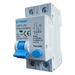 Ettroit - Disjoncteur différentiel 1P+N 10A 6kA 30mA 220V occupe 2 modules din JX271061