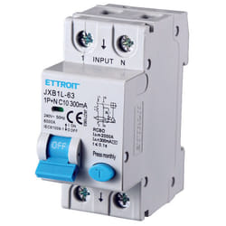 Ettroit - Interrupteur magnétothermique différentiel life-saving pour rail din 2 modules 1P+N 10A C10 240V 300mA 6KA