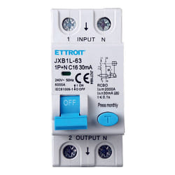 Interrupteur magnétothermique différentiel pour rail DIN 2 MODULES 1P+N 16A C16 240V 30mA 6KA CLASSE A