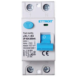 Ettroit - interrupteur differentiel pure pour rail din 2 modules 2P 40A 240V 300mA 6KA