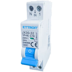 ETTROIT Interrupteur Magnétothermique 1P+N 16A 1 MODULE DIN 220V 6KA 6000A JX151660