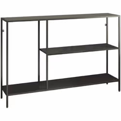 CONSOLE - Table fixe à 3 étagères aux lignes géométriques et asymétriques surélevée du sol, Élégant vide-poches et meuble de  ...