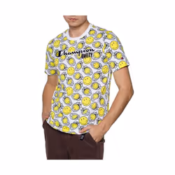 T-shirt - CHAMPION - X Smiley - Blanc - Homme - Coton - Manches courtes