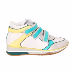 Baskets montantes compensées en cuir pour femme GEOX D3221A-00021 - Blanc - Lacets - Compensé
