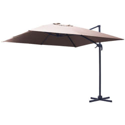 Parasol en aluminium couleur sable et mât latéral 4x4 m