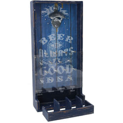 Décapsuleur rectangulaire en bois bleu cm19x38,5x7,5