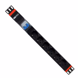 WP WPN-PDU-G02-06, 1U, Aluminium, Noir, Rouge, 6 sortie(s) CA, Type F, 2 m