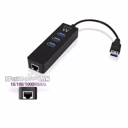 Ewent EW1140, USB 3.2 Gen 1 (3.1 Gen 1) Type-A, Noir, RJ-45, USB 3.2 Gen 1 (3.1 Gen 1) Type-A, 110 mm, 32 mm, 20 mm