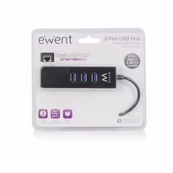 Ewent EW1140 station d'accueil USB 3.2 Gen 1 (3.1 Gen 1) Type-A Noir - Vue supplémentaire 4