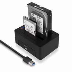 Ewent EW7014, HDD, SSD, Série ATA III, 2.5,3.5", USB 3.2 Gen 1 (3.1 Gen 1) Type-A, 5 Gbit/s, Noir
