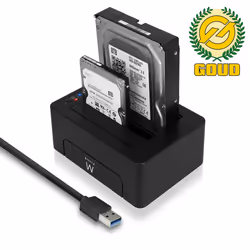 Ewent EW7014 Station d'accueil de disques de stockage USB 3.2 Gen 1 (3.1 Gen 1) Type-A Noir