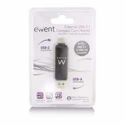 Ewent EW1075 lecteur de carte mémoire USB 3.2 Gen 1 (3.1 Gen 1) Type-A/Type-C Noir - Vue supplémentaire 5