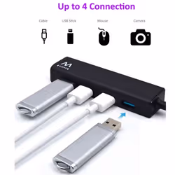 Ewent EW1136 hub & concentrateur USB 3.2 Gen 1 (3.1 Gen 1) Type-A 480 Mbit/s Noir - Vue supplémentaire 4