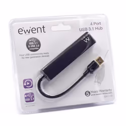 Ewent EW1136 hub & concentrateur USB 3.2 Gen 1 (3.1 Gen 1) Type-A 480 Mbit/s Noir - Vue supplémentaire 6