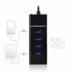 Ewent EW1137 hub & concentrateur USB 3.2 Gen 1 (3.1 Gen 1) Type-C 5000 Mbit/s Noir - Vue supplémentaire 4