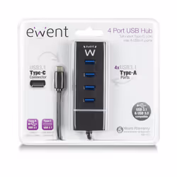 Ewent EW1137 hub & concentrateur USB 3.2 Gen 1 (3.1 Gen 1) Type-C 5000 Mbit/s Noir - Vue supplémentaire 5