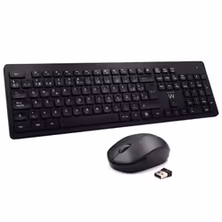 Ewent EW3256, Taille réelle (100 %), RF sans fil, Clavier à membrane, QWERTY, Noir, Souris incluse