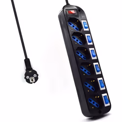Ewent EW3851, 6 sortie(s) CA, Type F, Type L, 220 V, 10 A, 3500 W, Noir