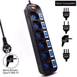 Ewent EW3851 protection surtension Noir 6 sortie(s) CA 220 V 1,5 m - Vue supplémentaire 4