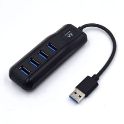 Ewent EW1138 hub & concentrateur USB 3.2 Gen 1 (3.1 Gen 1) Type-A 5000 Mbit/s Noir