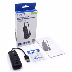Ewent EW1138 hub & concentrateur USB 3.2 Gen 1 (3.1 Gen 1) Type-A 5000 Mbit/s Noir