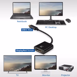 Ewent EW9825 câble vidéo et adaptateur 0,15 m USB Type-C DisplayPort Noir - Vue supplémentaire 6