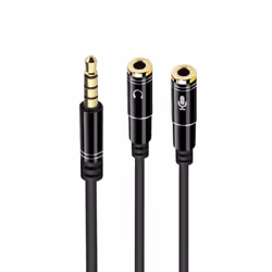 Ewent EC1641, 3,5mm, Mâle, 2 x 3.5mm, Femelle, 0,3 m, Noir