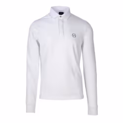 Polo homme Armani Exchange blanc à manches longues - 96% coton - 4% élasthanne