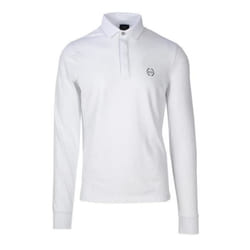Polo homme Armani Exchange blanc à manches longues - 96% coton - 4% élasthanne