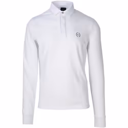 Polo homme Armani Exchange blanc à manches longues - 96% coton - 4% élasthanne