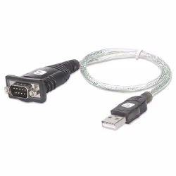 Techly IDATA USB-SER-2T, Transparent, 0,45 m, USB Type-A, DB-9, Mâle, Mâle