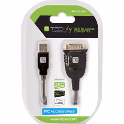 Techly IDATA USB-SER-2T câble Série Transparent 0,45 m USB Type-A DB-9