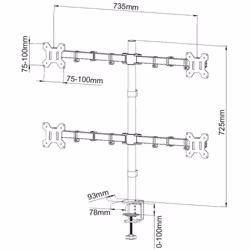 Techly ICA-LCD 382-Q support d'écran plat pour bureau 27" Noir