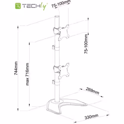 Techly ICA-LCD 2520V support d'écran plat pour bureau 27" Noir