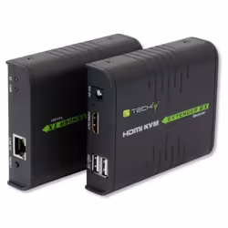 Techly IDATA HDMI-KVM2, Émetteur et récepteur, Avec fil, 120 m, Cat5, Cat5e, Cat6, 1920 x 1080 pixels, Noir