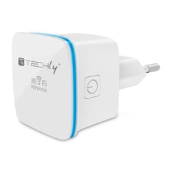 Techly I-WL-REPEATER7 prolongateur réseau Répéteur réseau Blanc 10, 100 Mbit/s